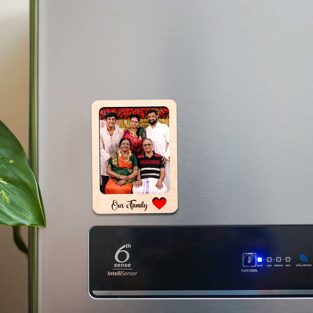 Photo Personalized Printed "Our Family" Wooden Fridge Magnet