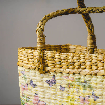 Handcrafted Kauna Grass Printed Grocery Bag