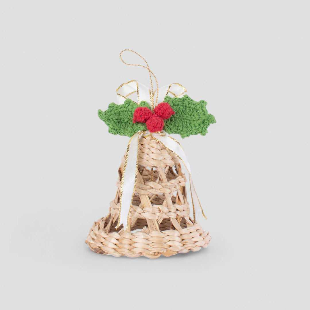 Handmade Banana Bark Holly Bell Hanging Ornaments