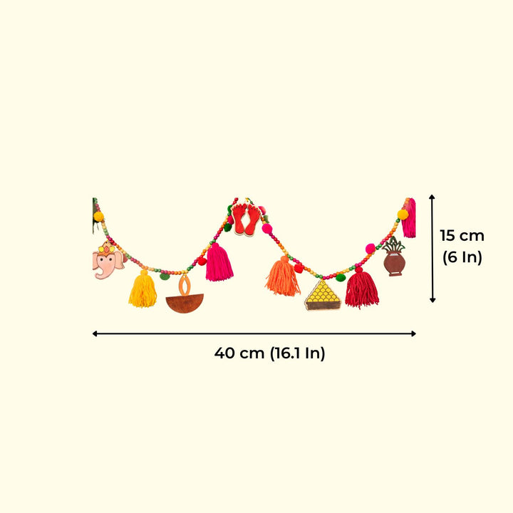 Handmade Diy Festive Paint It Yourself Bunting - Dimension Chart with Hanging Garland