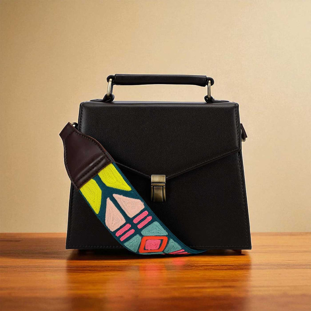 Handmade Teal Colorful Design Canvas Bag Strap