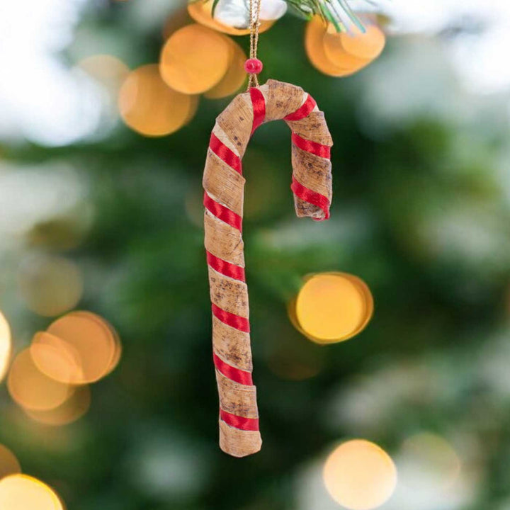 Handmade Banana Bark Candy Cane Hanging Christmas Ornaments