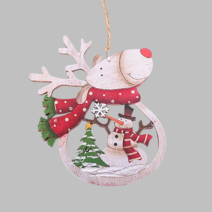 Handmade Rustic Rudolph Wooden Ornaments For Christmas Tree Decoration