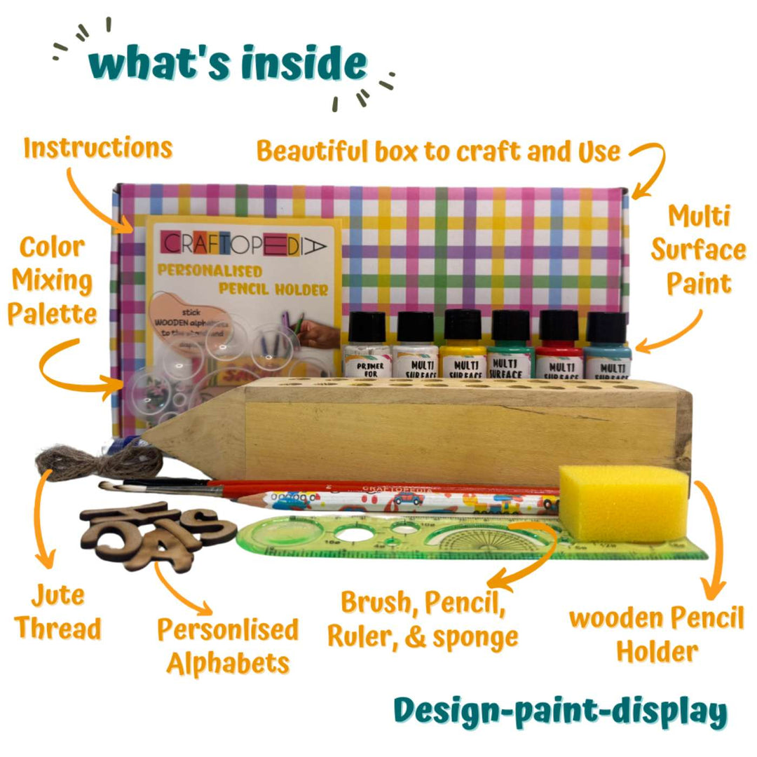 Personalized Paint Your Own Wooden Pencil Holder DIY Kit