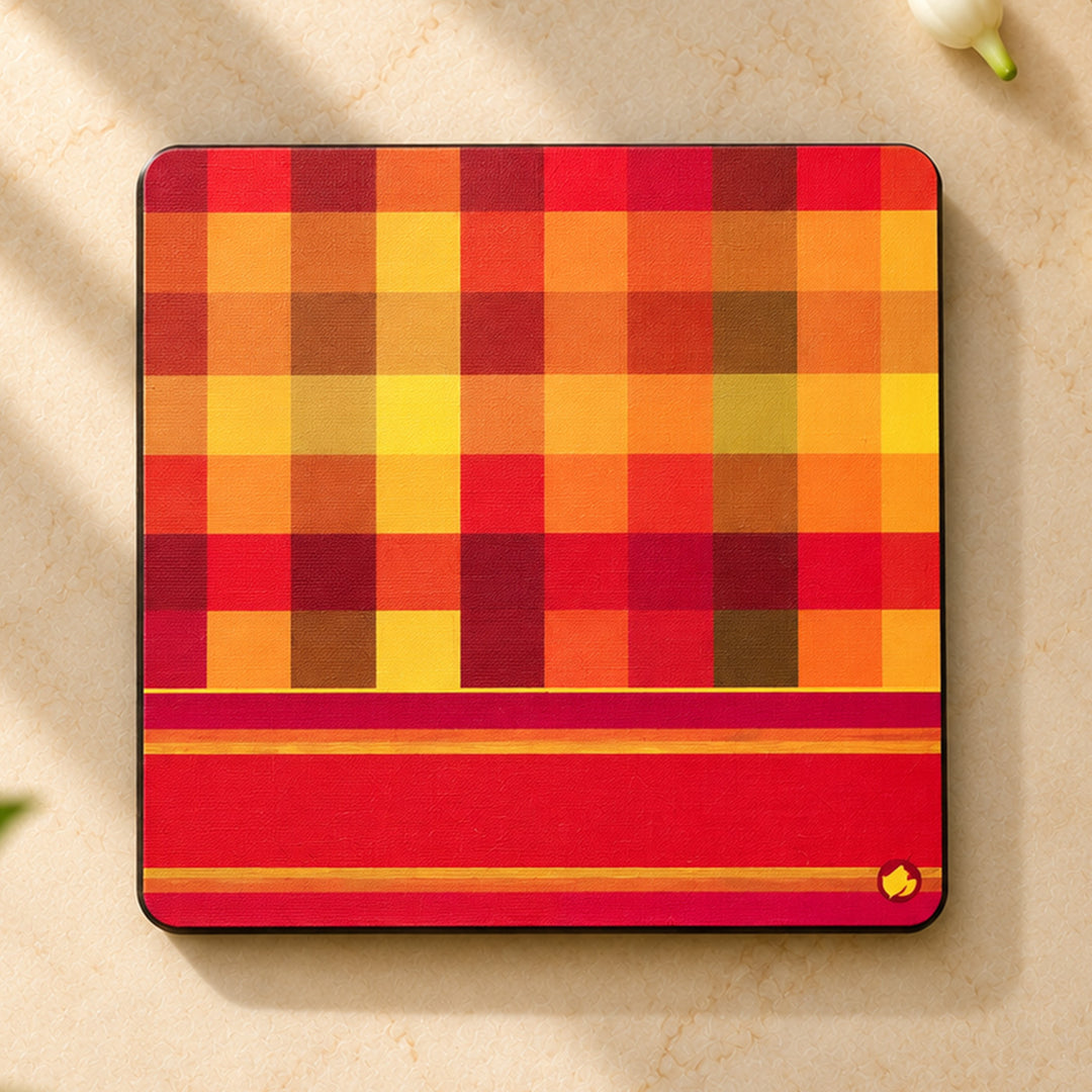 Set Of 6 | Traditional Silk-Inspired Kanchipuram Weaves Coaster Set