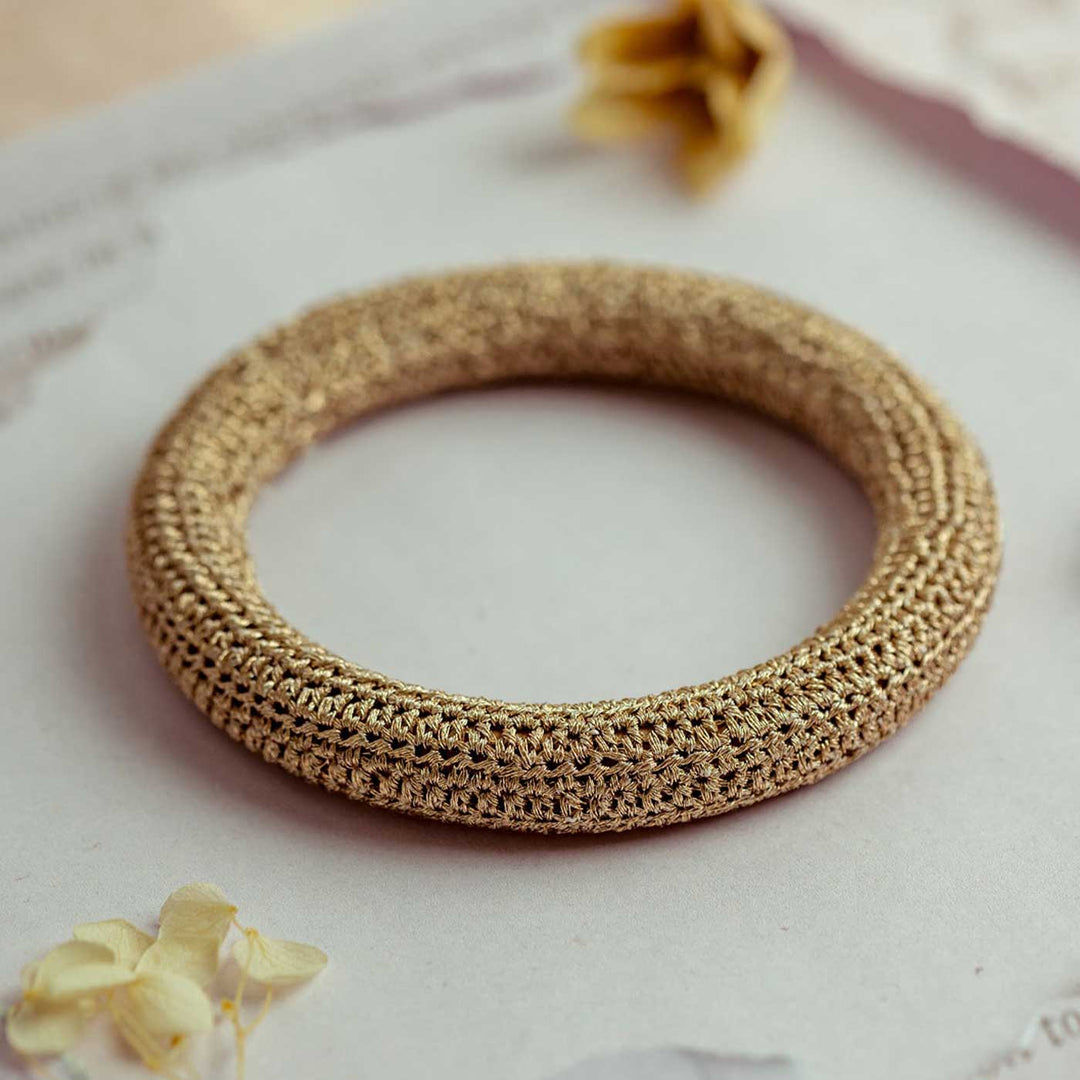 Handmade Crochet Rangat Gold Zari Solid Bangle
