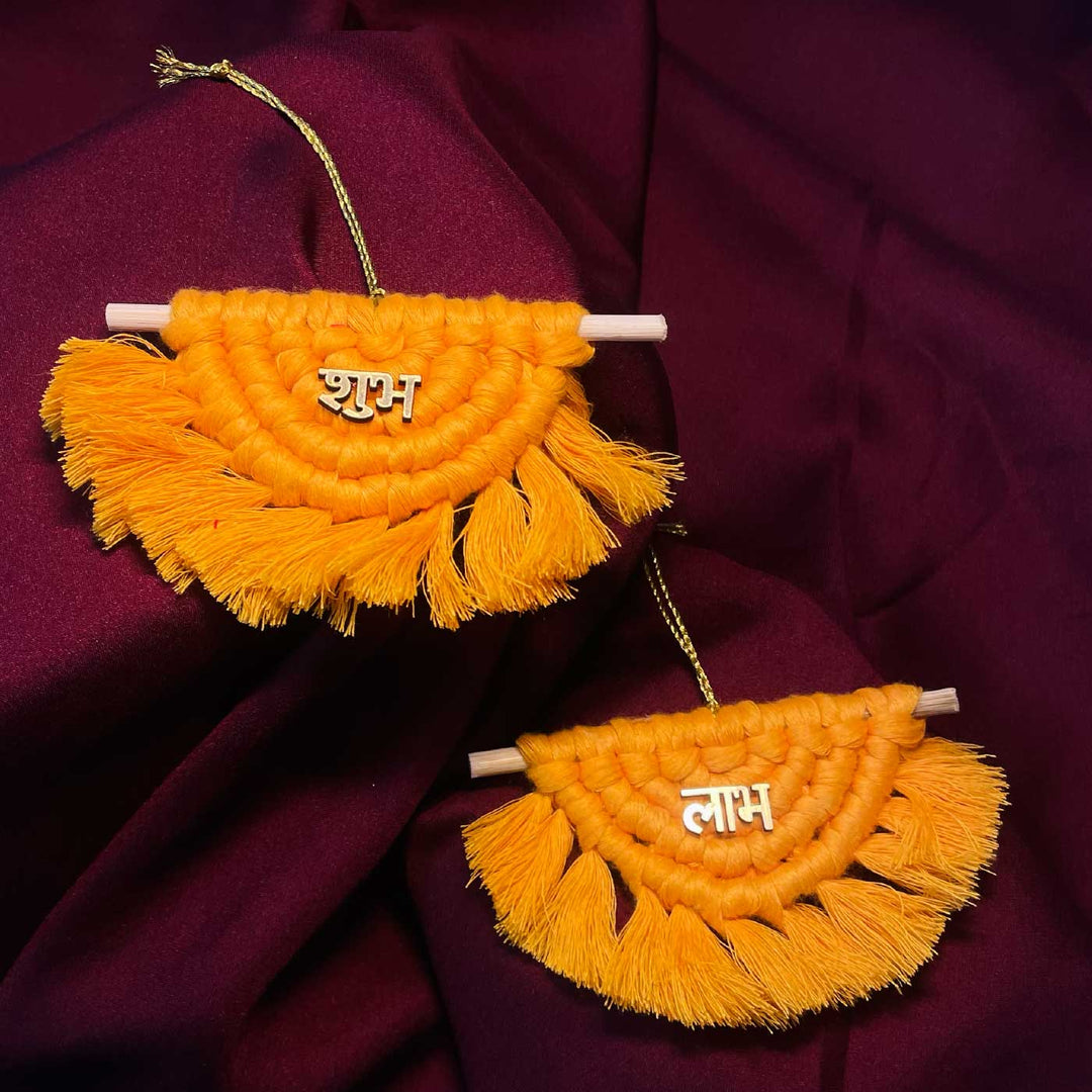 Handmade Macrame Minimal Design Cotton Shubh Labh Hangings