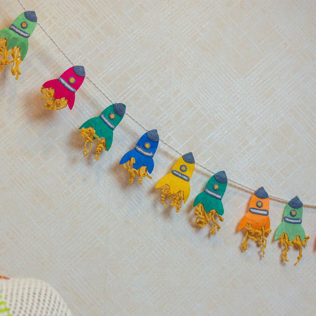 Handmade Crochet Fly Me To The Moon Design Bunting