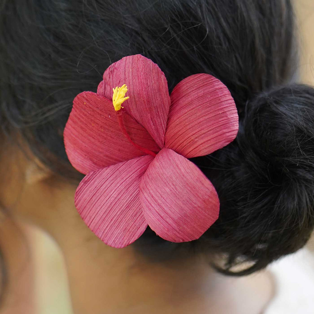 Handmade Hibiscus Design Bamboo Bunstick