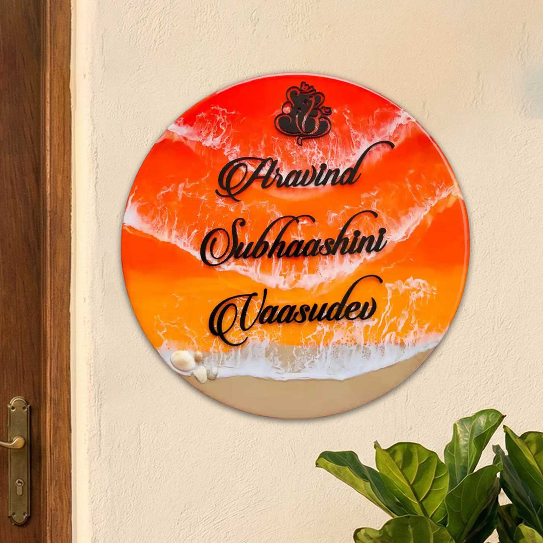 Personalized Orange Beach Theme Resin Name Plate