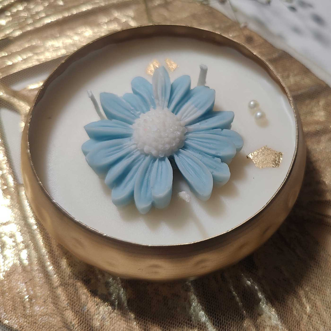Handmade Shubha Urli Flower Design Soy Wax Scented Candle