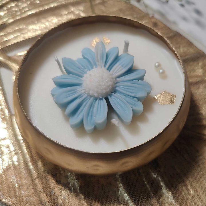Handmade Shubha Urli Flower Design Soy Wax Scented Candle
