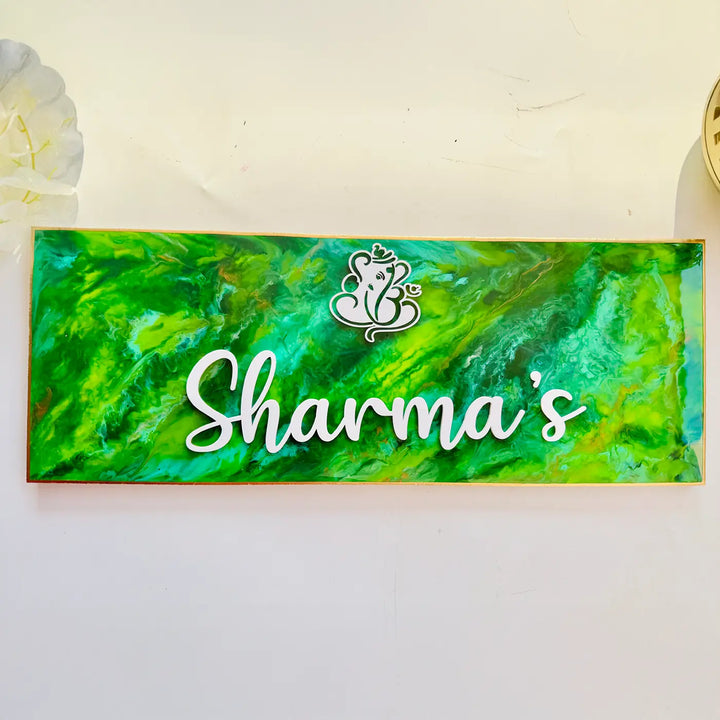 Personalized Green & Gold Resin Name Plate