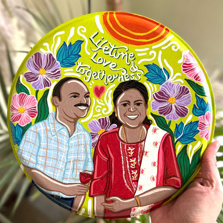 10 Inch | Photo Personalized Hand Painted Pop Art Illustrated Caricature Wall Plate With Stand