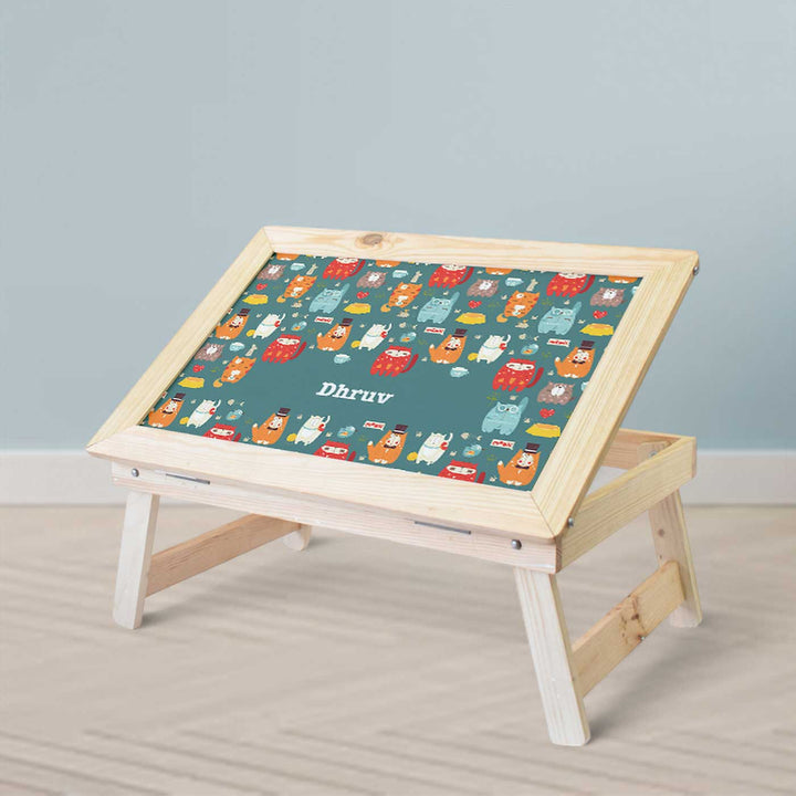 Personalized Kitty Cat Theme Wooden Foldable Desk