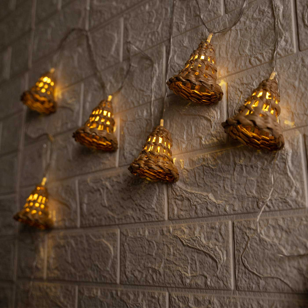 3m, 13 Bulbs | Handmade Banana Bark Bell Fairy Lights