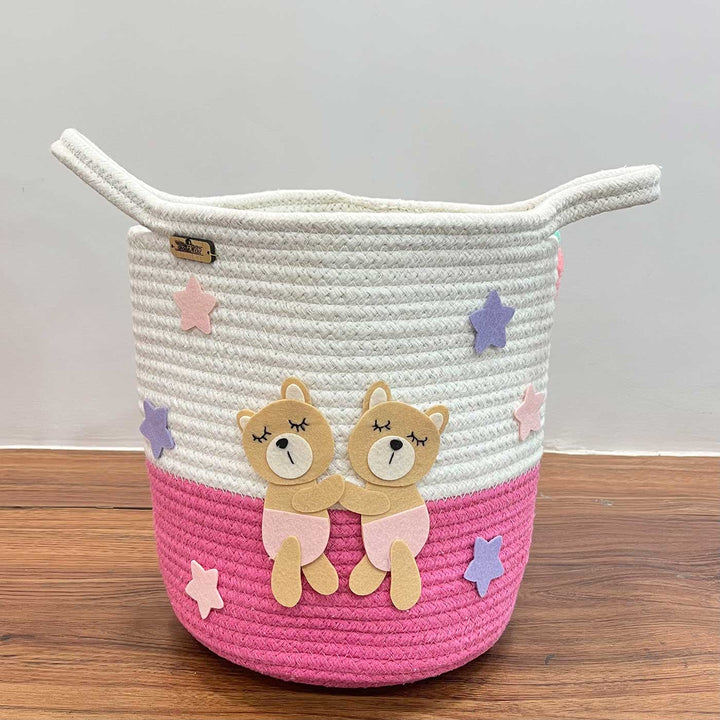 Personalized Handmade Bear Hugs Jute Basket For Kids