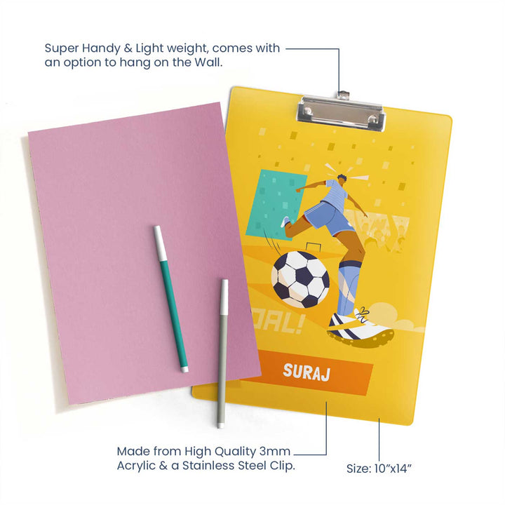 Personalized Football Goal Boy Theme Acrylic Clipboard