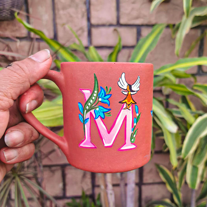 Personalized Hand-Painted Monogram Fairy Theme Terracotta Mug