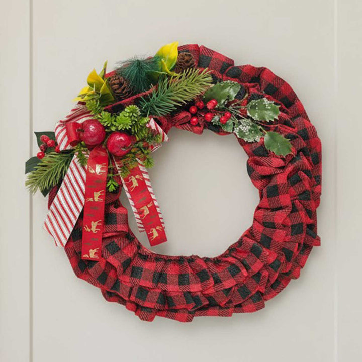 Handmade Plaid Charm Holiday Cotton Wreath