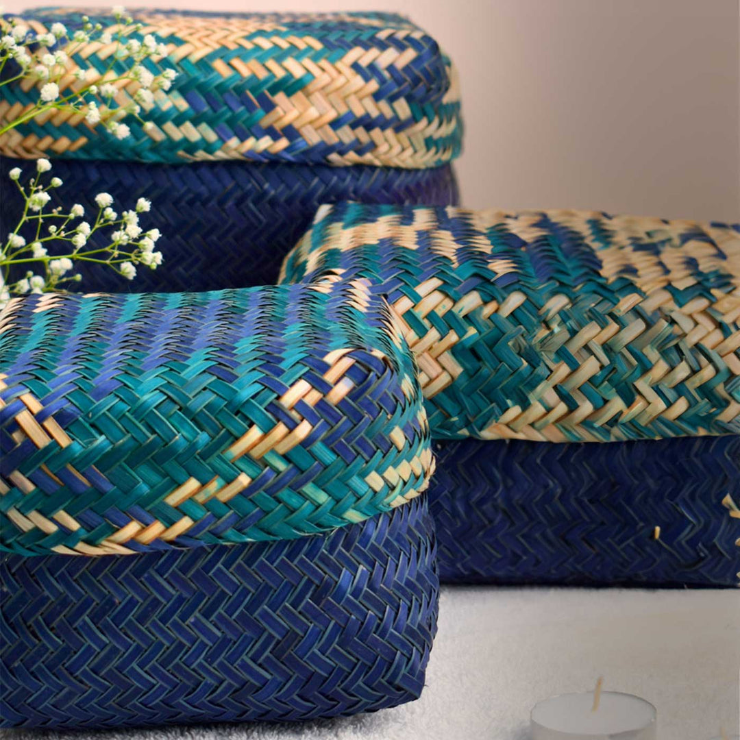 Handwoven Balanced Symmetry Shitalpati Gift Box | Set Of 3