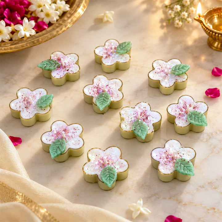 10 pc | Handmade Blossom Glow Jasmine Scented Soy Wax Tealight Candle