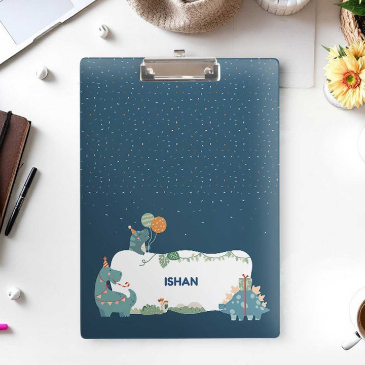 Personalized Dino Party Theme Acrylic Clipboard