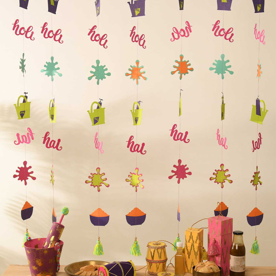 Handmade Holi Themed Paper Hanging