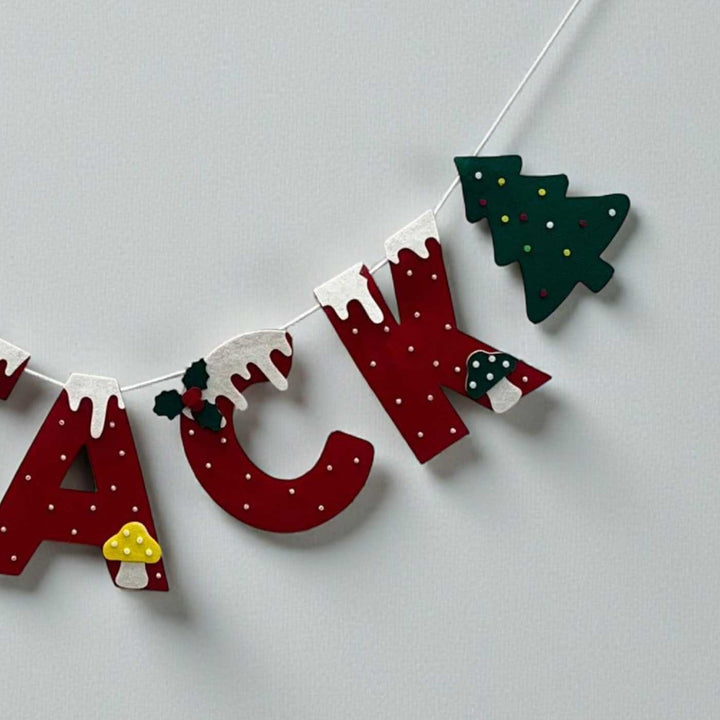 Personalized Handmade Santa's Tree Festival Bunting