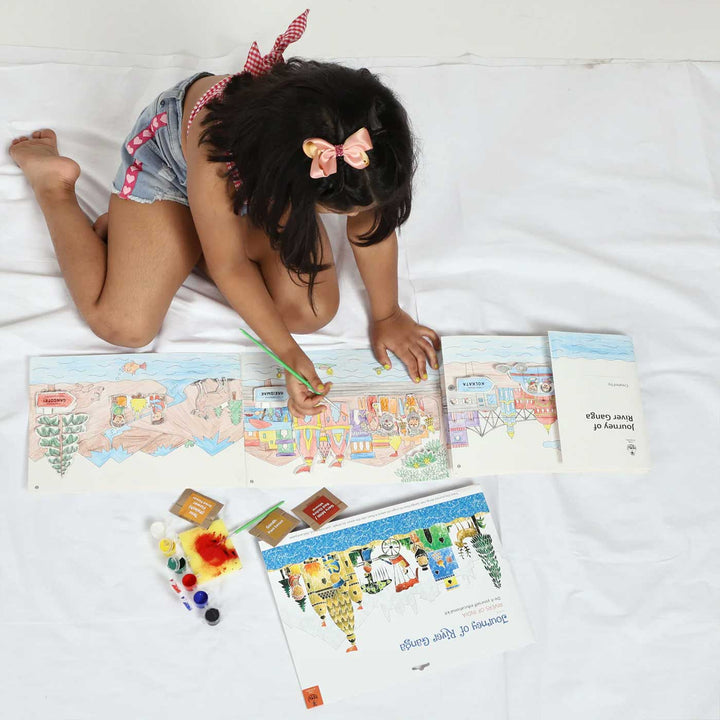Ganga Rivers of India DIY Kit | 11 Coloring Templates, 1 Map Of India And Instruction Sheet