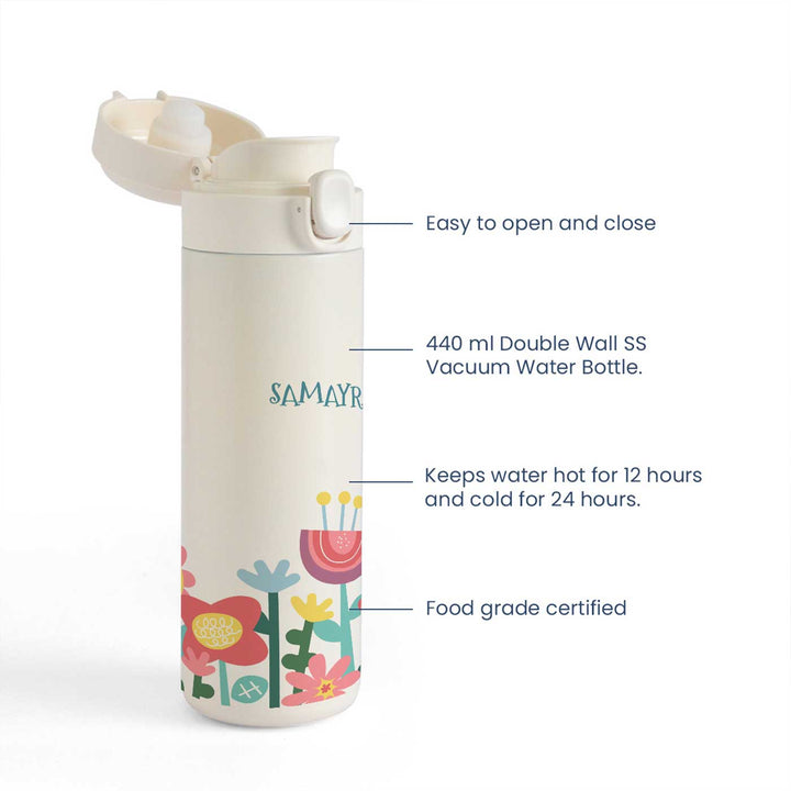 Personalized Flower Power Theme Steel Insulated Water Bottle