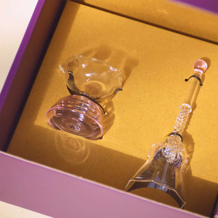 Durable Glass Short Prayer Gift Hamper | Includes Diya And Ringing Bell