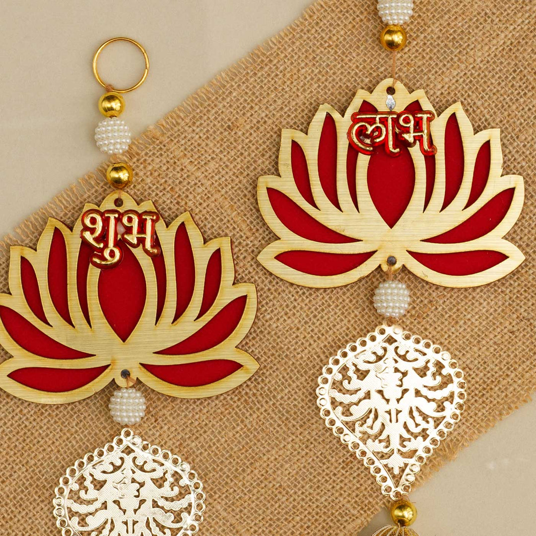 Handmade Kamal Shubh Labh Metal Decorative Plaque