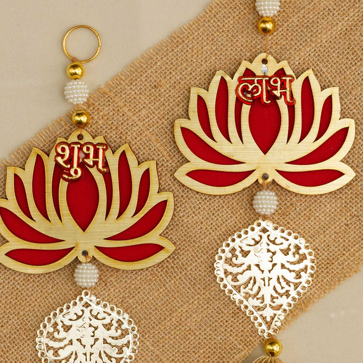 Handmade Kamal Shubh Labh Metal Decorative Plaque