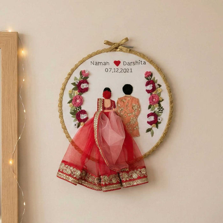 Personalized Embroidered Floral Hoop Wedding Plaque