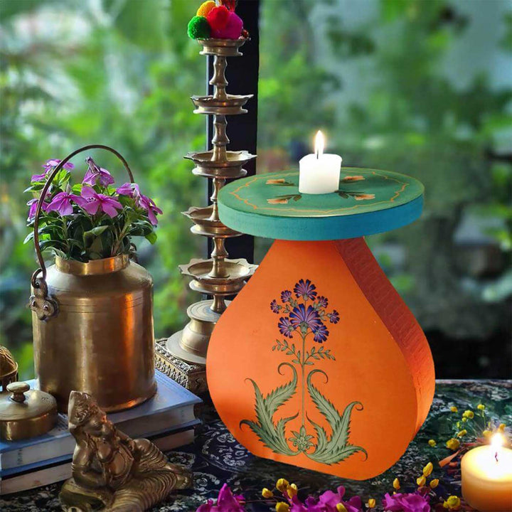 Hand-Painted Antara Wooden Candle Holder