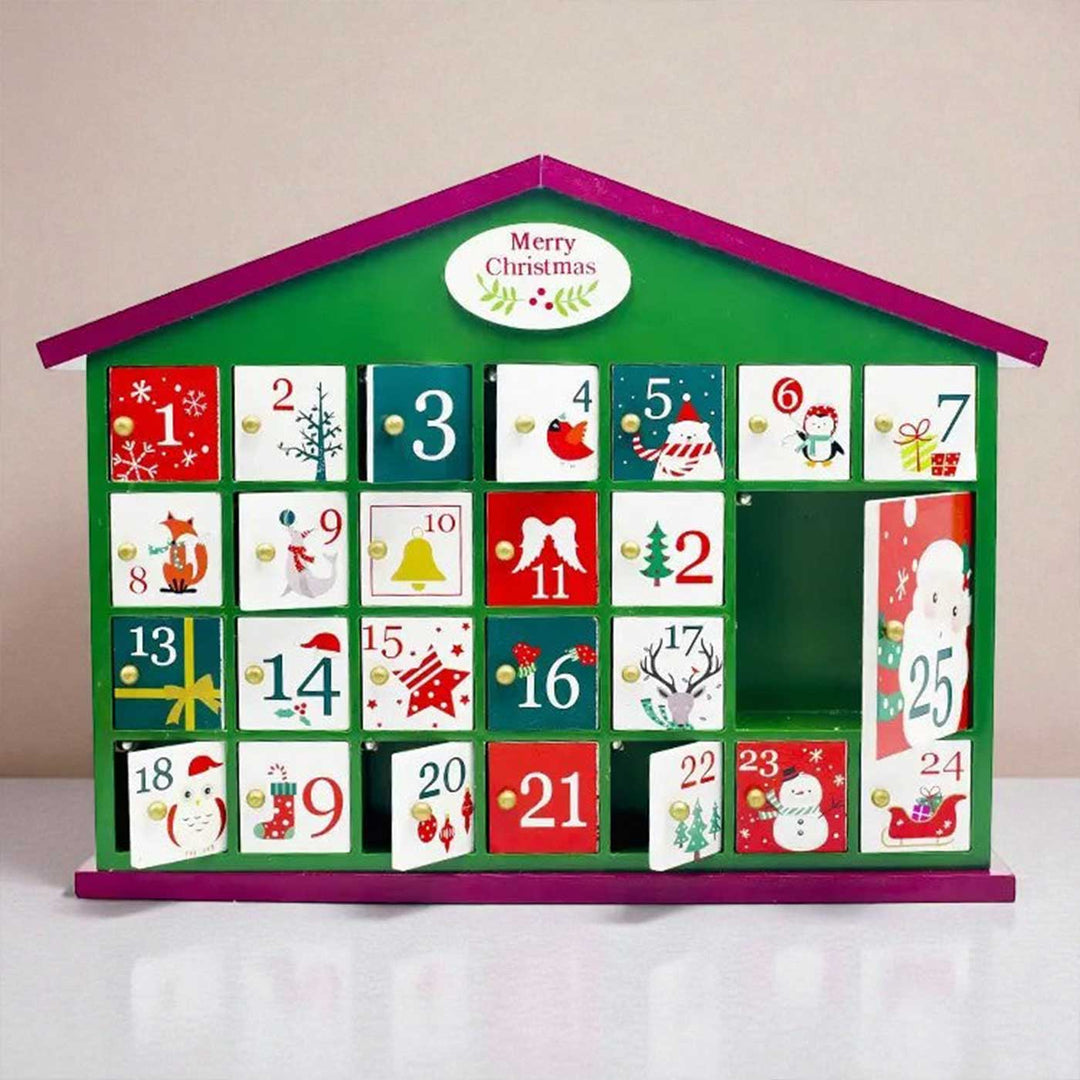 Handmade Wooden Tinsel Town House Advent Calendar