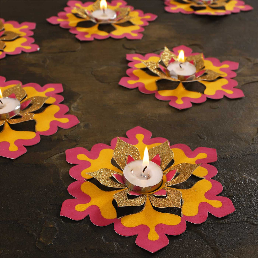 Handmade Alpana Rangoli Design Paper Tealight Holder