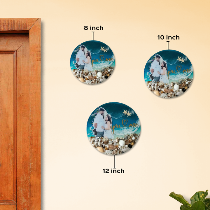 Beach Theme Resin Photo Personalized Frame | With Real Sand Shells And Wave Design