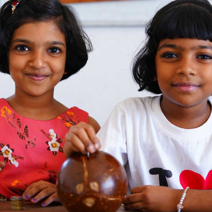 Eco-Friendly Handmade Kids Coconut Shell Piggy Bank