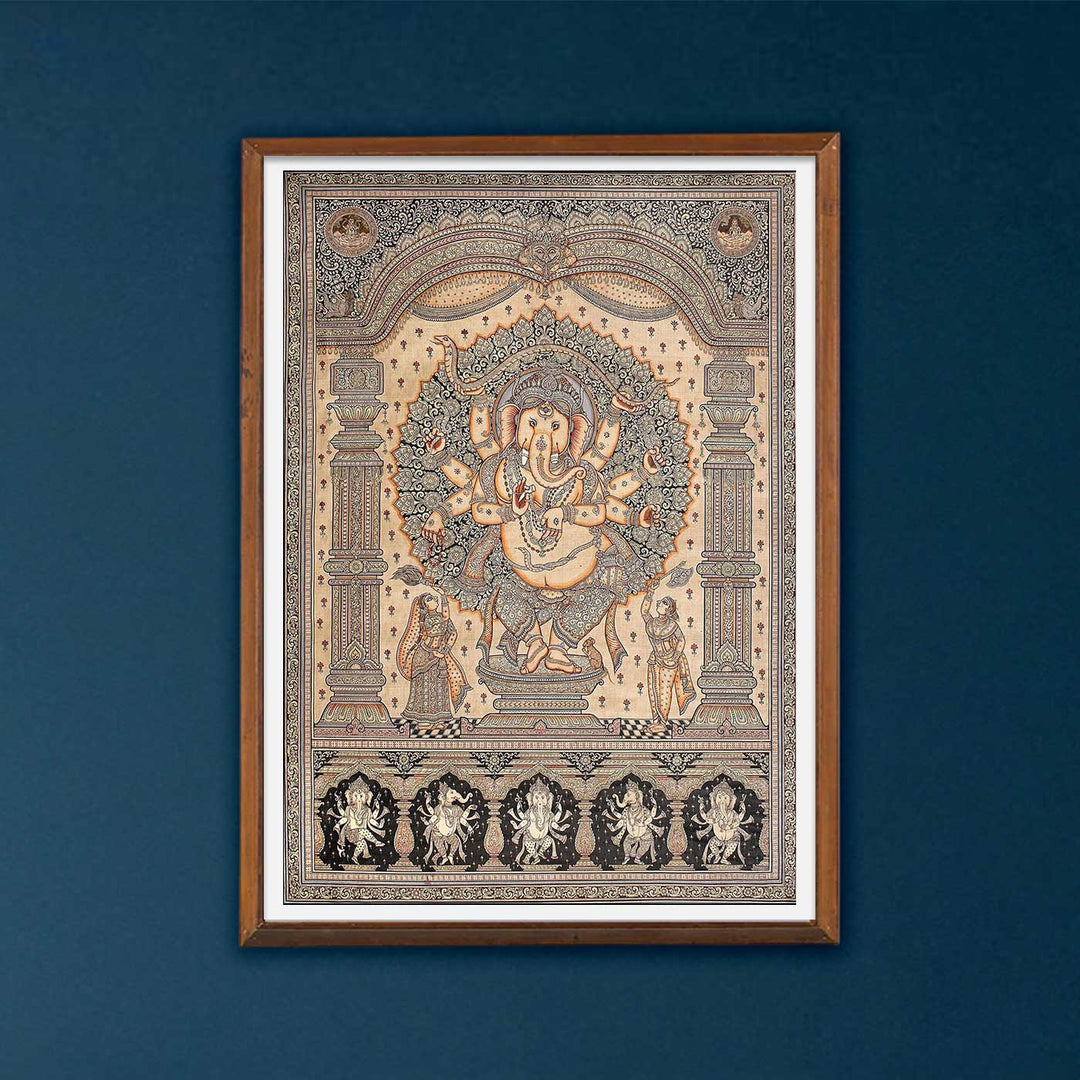 48 X 36 Inch | Handmade Silk Ganesha Painting