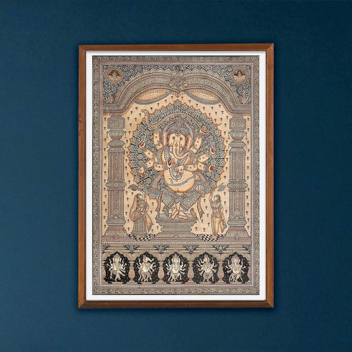 48 X 36 Inch | Handmade Silk Ganesha Painting