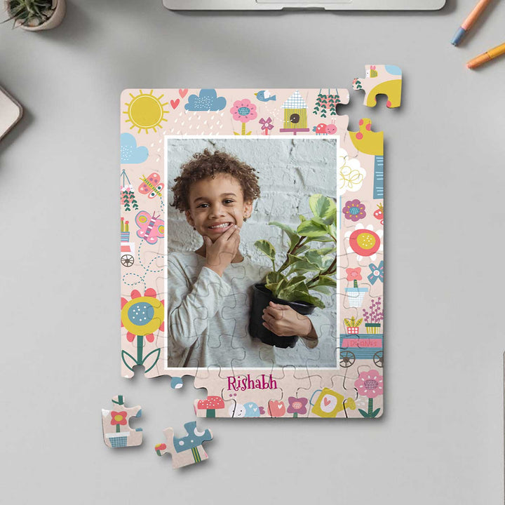 Photo Personalized Flower Power Theme Acrylic Puzzle