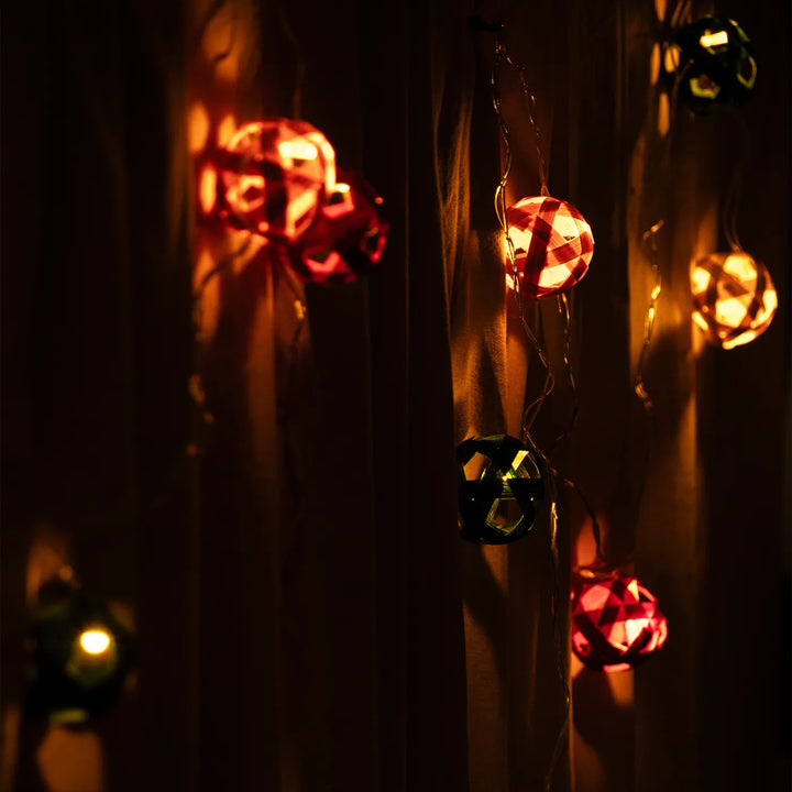 3m, 10 Bulbs | Multicoloured Star Full Moon Eco-Friendly Handmade Woven Bamboo LED Fairy Light