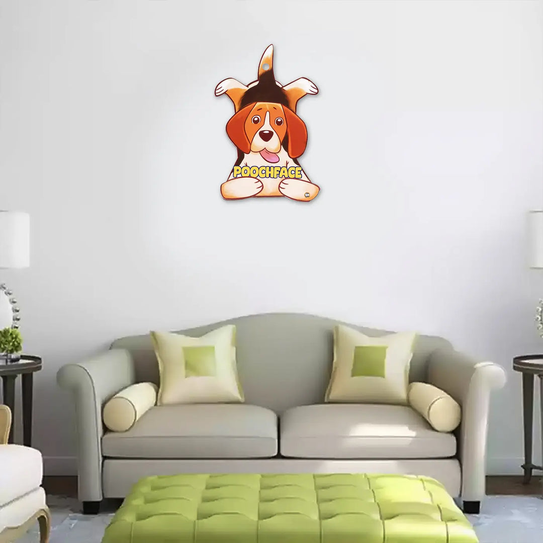 Printed Beagle Theme "Poochface" MDF Wood Wall Decor