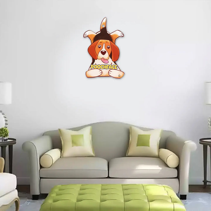 Printed Beagle Theme "Poochface" MDF Wood Wall Decor