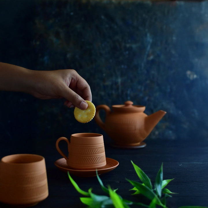 Handmade Nawabi Terracotta Tea Set | Set Of 15