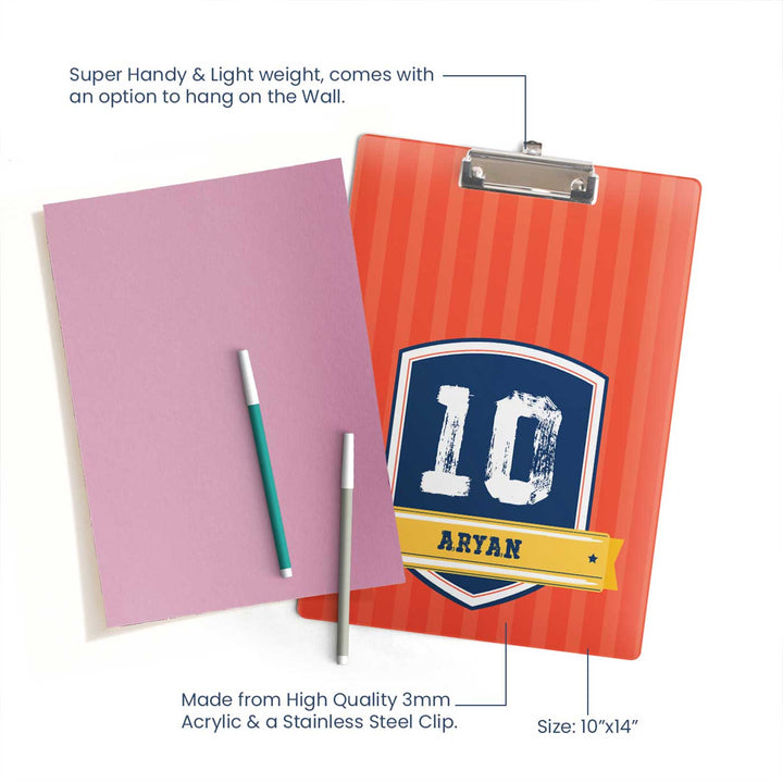 Personalized Jersey Number Theme Acrylic Clipboard
