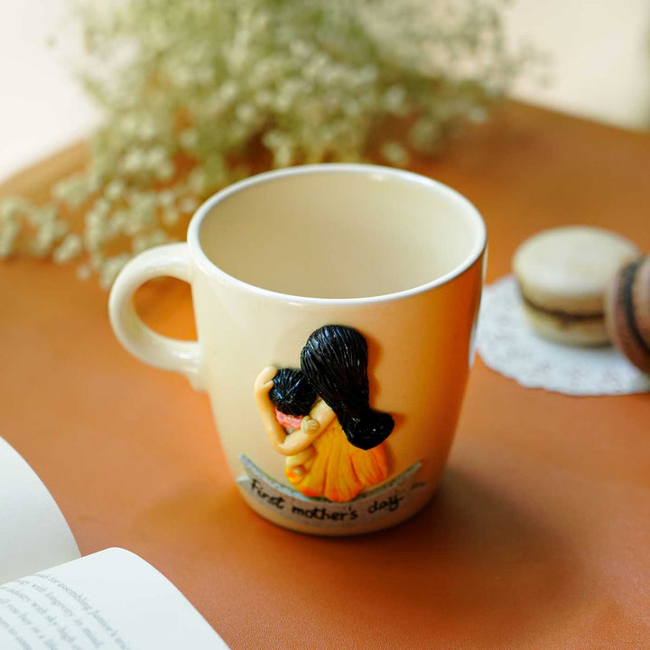 Personalized Hand-Painted Polymer Clay Mother's Day Theme Ceramic Mug