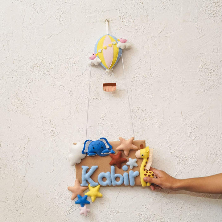 Personalized Kid's Jungle Theme Felt Nameplate for Boys